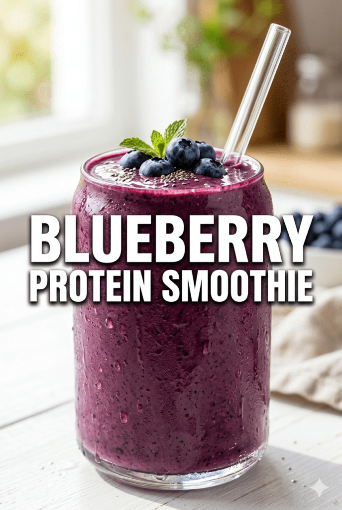 Blueberry Protein Smoothie with Almond Milk (Healthy Recipe)