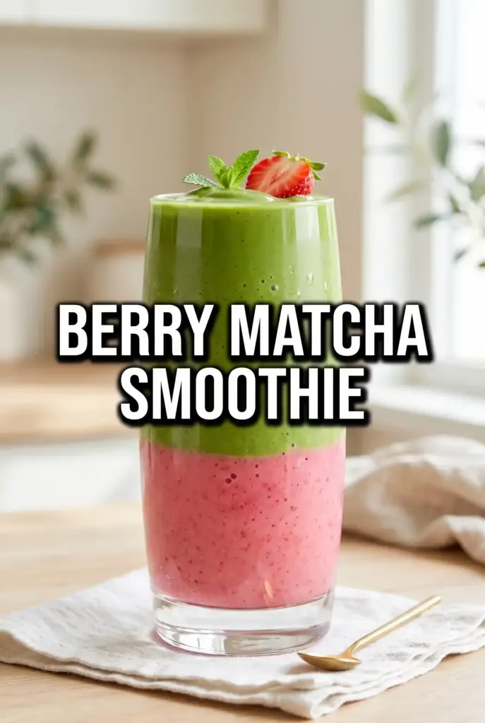 Berry Matcha Smoothie with Simple Ingredients
