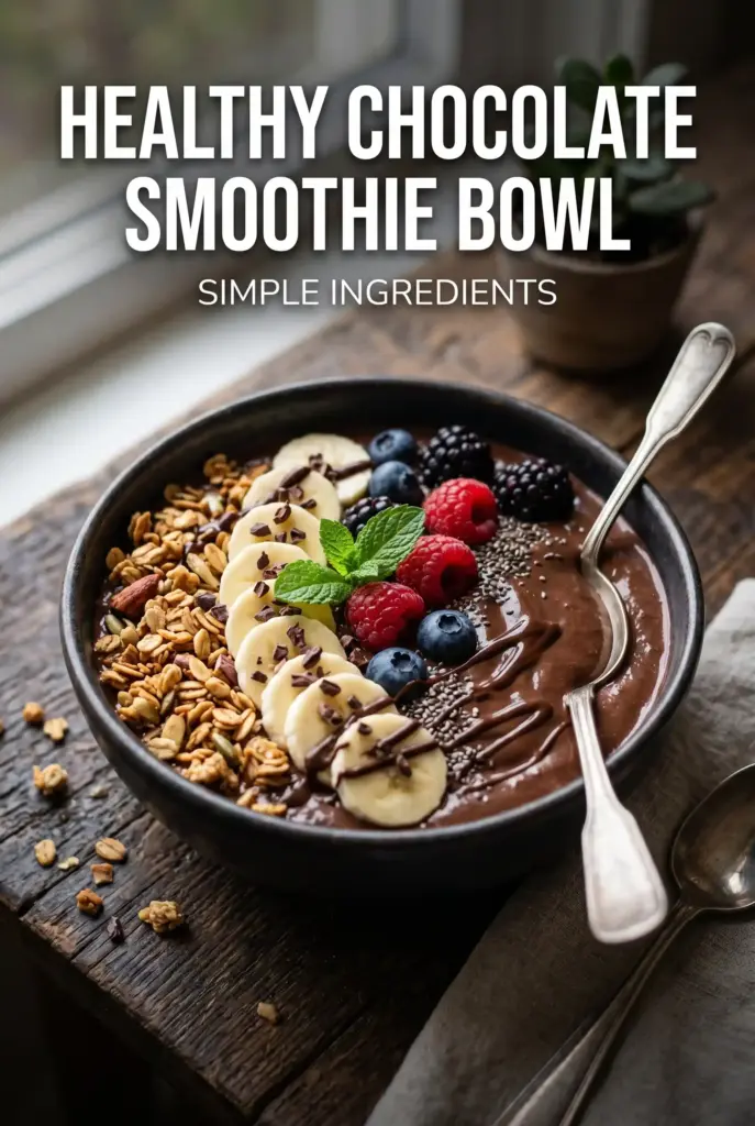 Healthy Chocolate Smoothie Bowl with Simple Ingredients