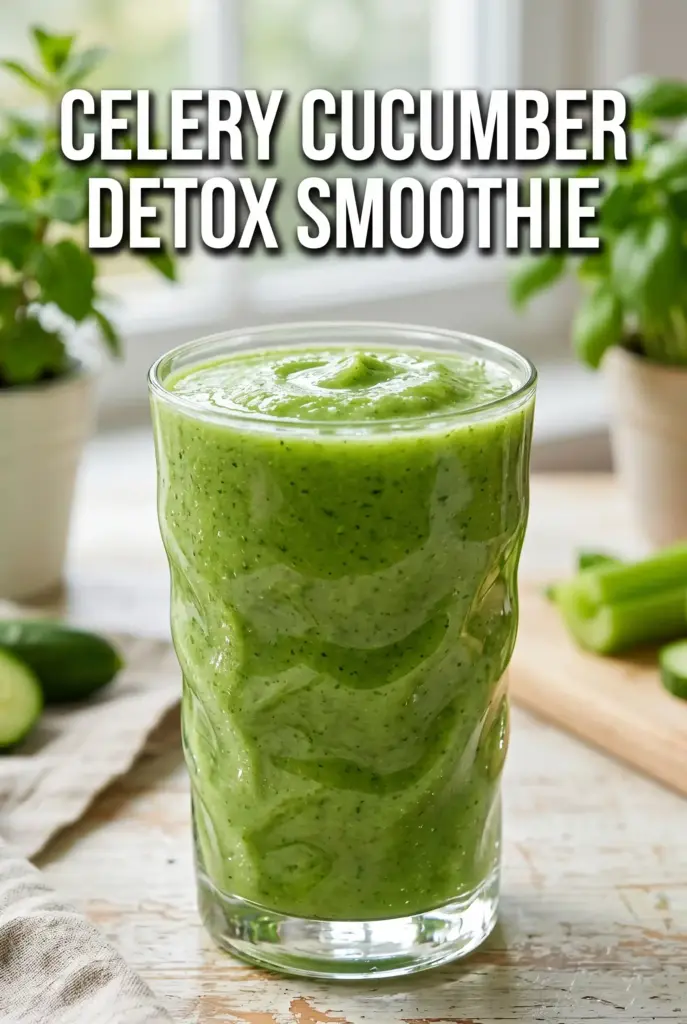 Green Smoothie with Celery and Cucumber for Detox